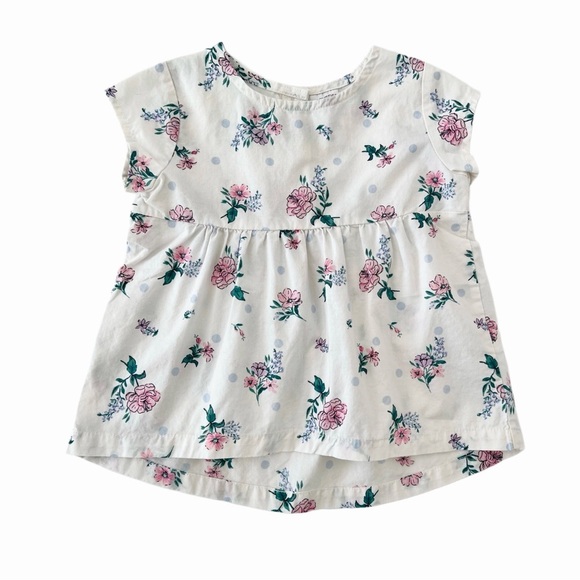 Carter's Other - Carter's White and Pink Floral & Polka Dot Tunic Blouse | Baby Girl 6 Months